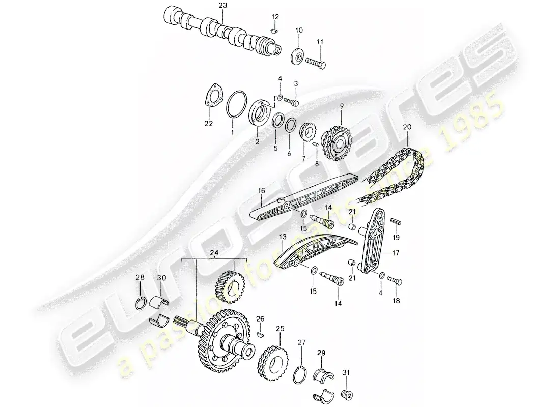 porsche 1996 (993) control de válvula diagrama de piezas