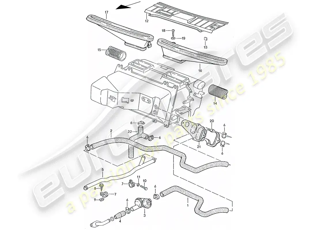 porsche 1990 (928) aire acondicionado - mangueras - boquillas de calefacción diagrama de piezas