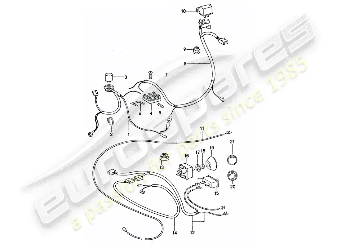 porsche 1975 (911 turbo) aire acondicionado - componentes eléctricos diagrama de piezas