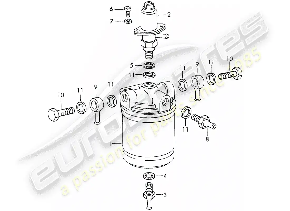 porsche 1968 (911/912) materiales de reparación - para - filtro de combustible - - bosch - - d - mj 1969>> diagrama de piezas