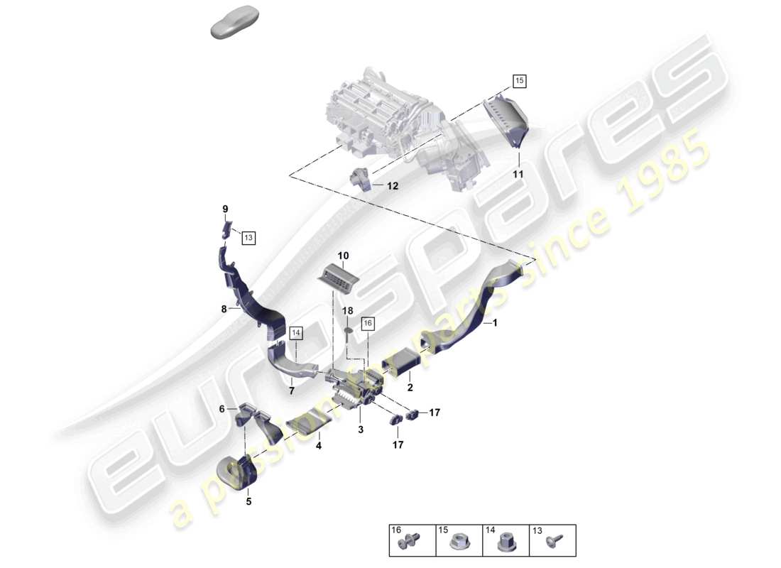 porsche 2025 (panamera 976) guía de aire 2-zone sistema de aire acondicionado ventilación del habitáculo de pasajeros diagrama de piezas