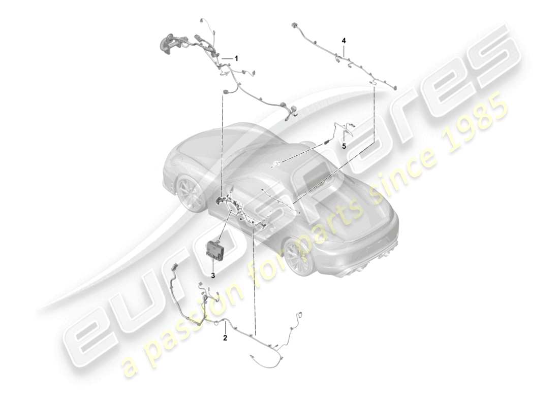 porsche 2022 (718 boxster spyder) cableados de puertas consola central unidad de control de puertas techo/capota convertible diagrama de piezas