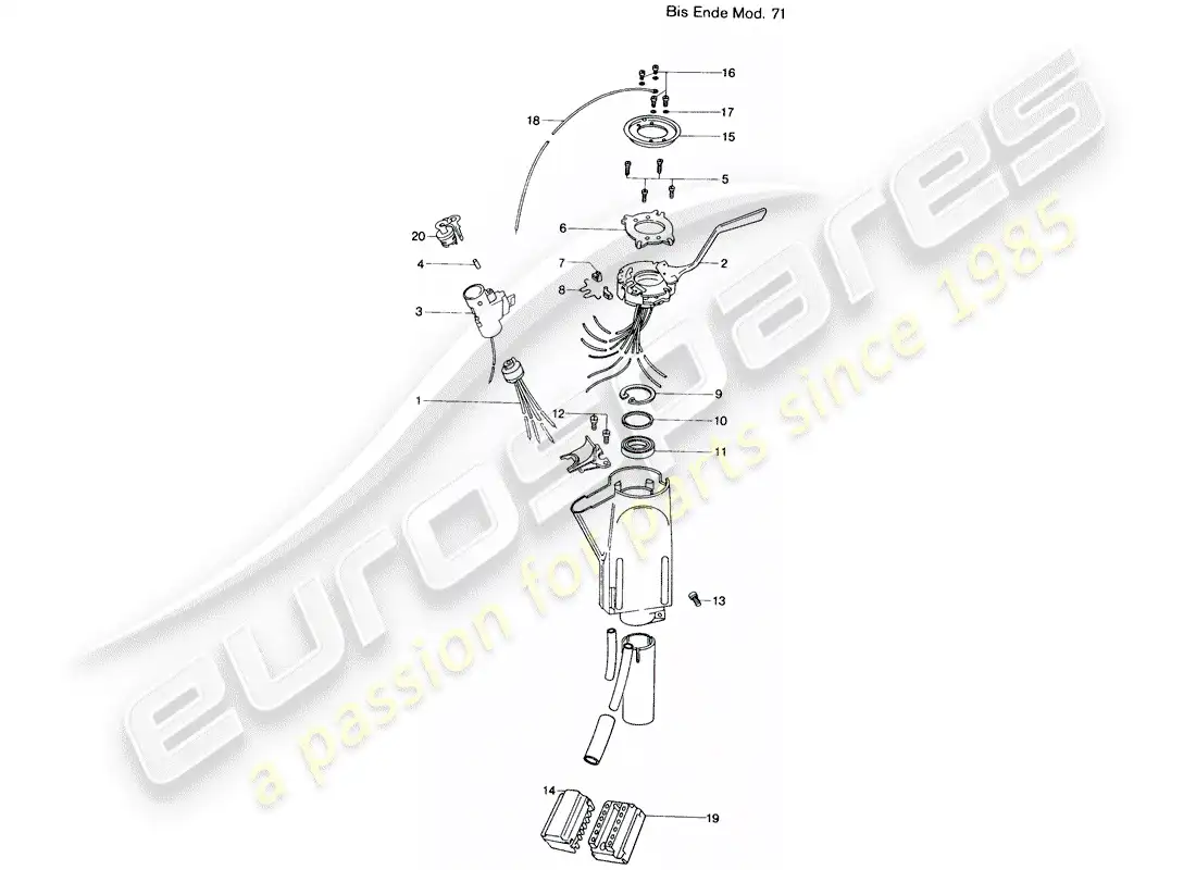 porsche 1971 (914) interruptor de la columna de dirección - d >> - mj 1971 diagrama de piezas