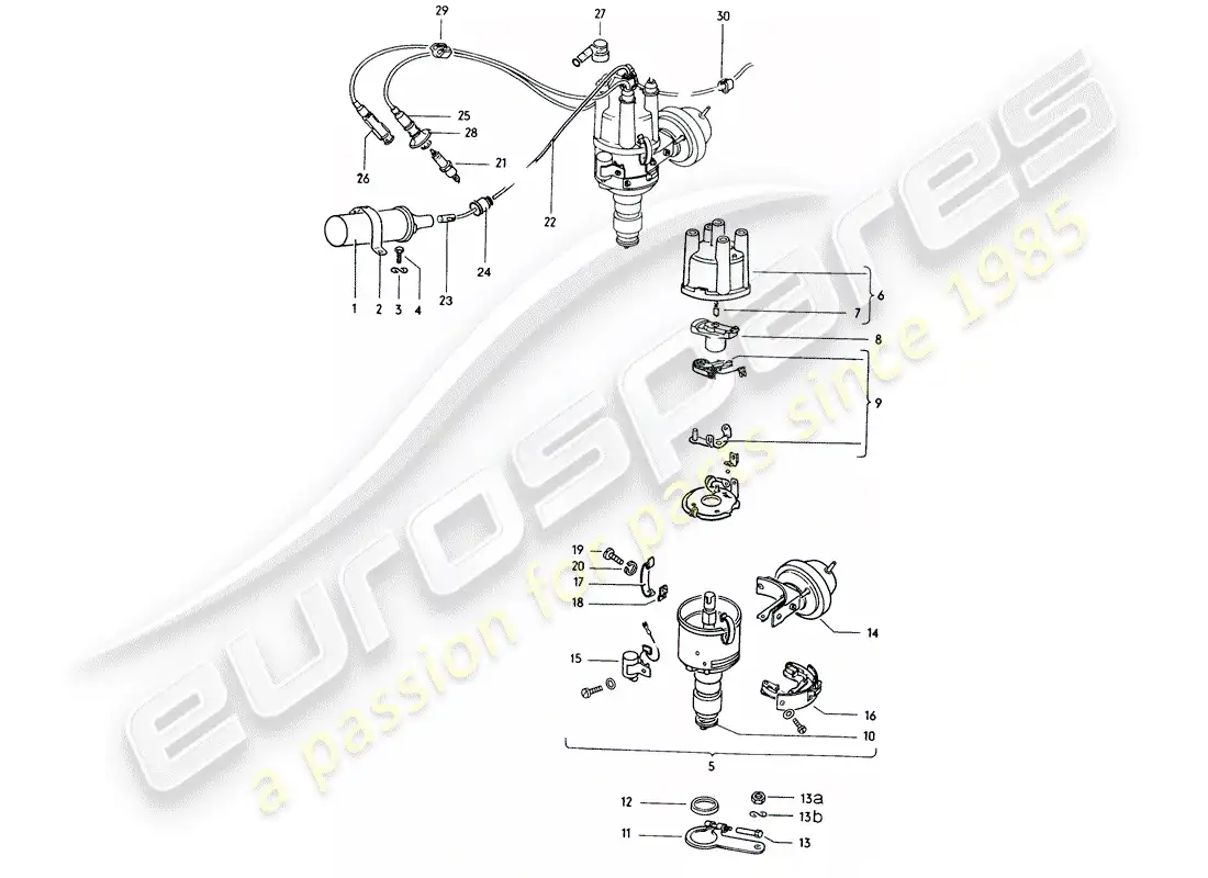 porsche 1973 (914) electricidad del motor diagrama de piezas