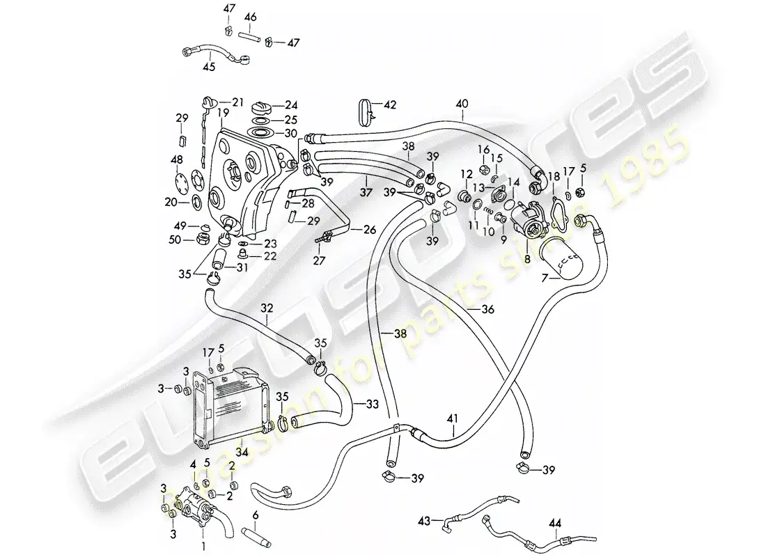 porsche 1970 (911) lubricación del motor - tipo 911/51/52/57 - d - mj 1972>> - mj 1973 diagrama de piezas