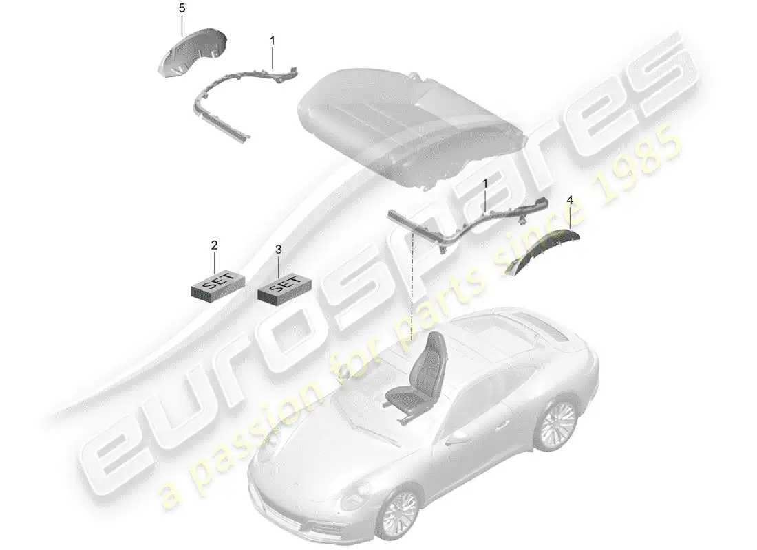porsche 2019 (991-2) acolchado para asiento diagrama de piezas
