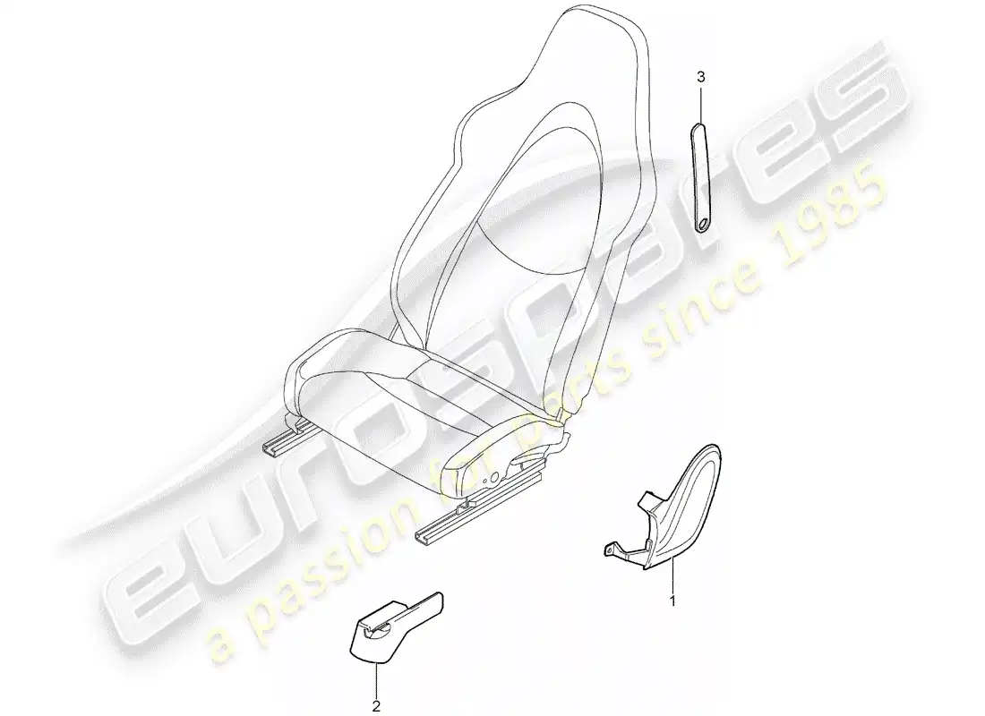porsche 2012 (987 cayman) asiento delantero diagrama de piezas