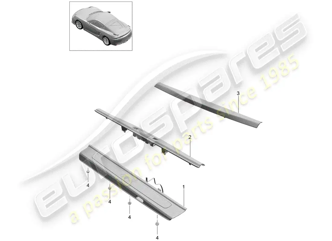 porsche 2016 (981 cayman gt4) placa de protección - panel de albergue diagrama de piezas