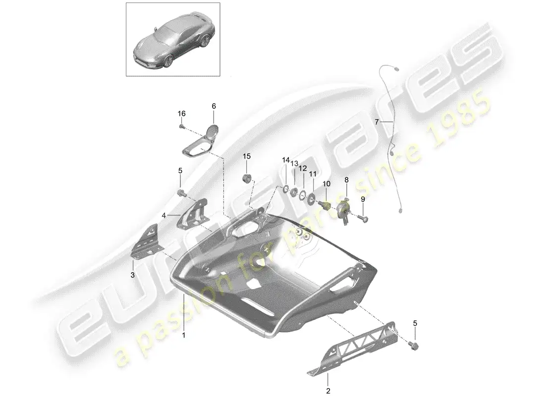 porsche 2019 (991-2 turbo) asiento diagrama de piezas