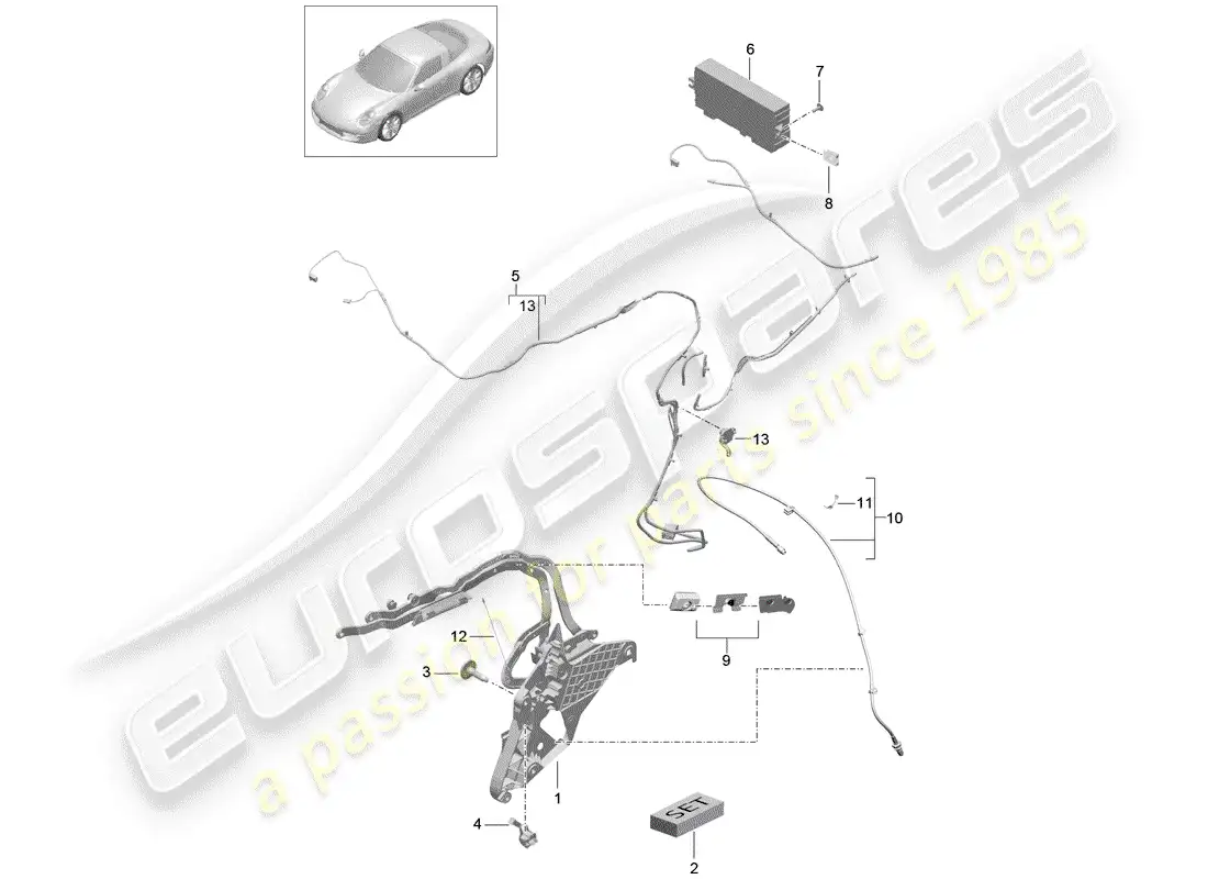 porsche 2012 (991-1) marco superior diagrama de piezas