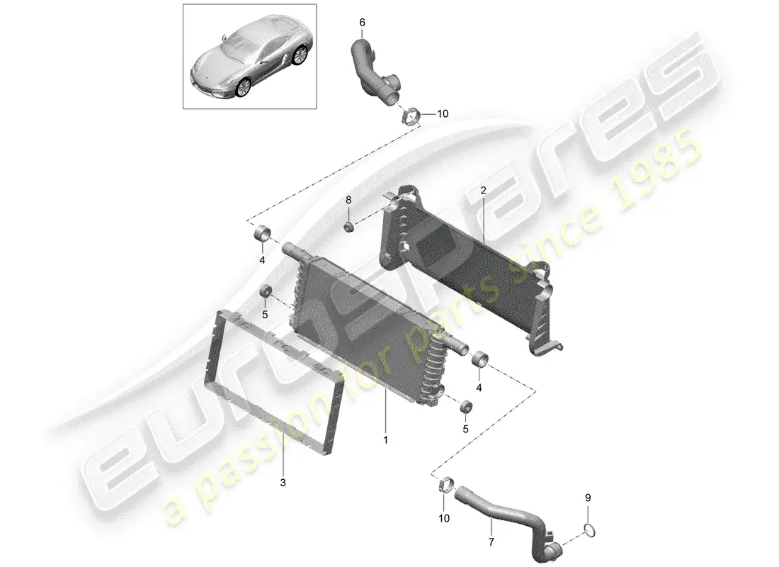 porsche 2015 (981 cayman) radiador diagrama de piezas