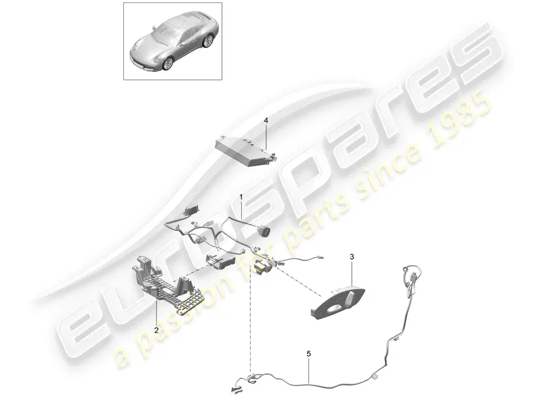 porsche 2017 (991-2) cableando arneses diagrama de piezas