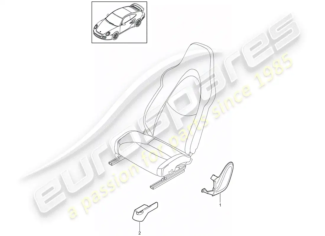 porsche 2013 (997-2 turbo / gt2 rs) asiento delantero diagrama de piezas