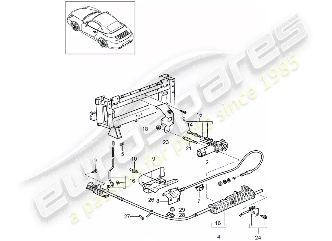 porsche 2012 (997-2) mecanismo de conducción diagrama de piezas