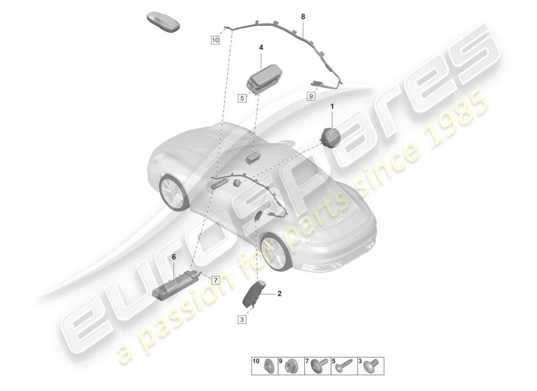porsche 2020 (992-1 turbo / s) diagrama de piezas del airbag