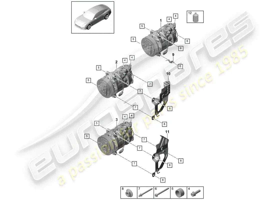 porsche 2017 (panamera 971-1) diagrama de piezas del compresor