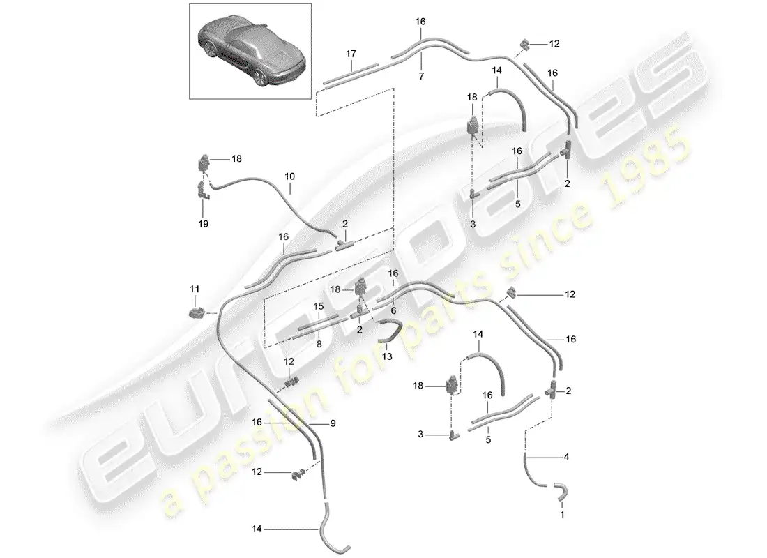 porsche 2014 (981 boxster) sistema de vacío diagrama de piezas