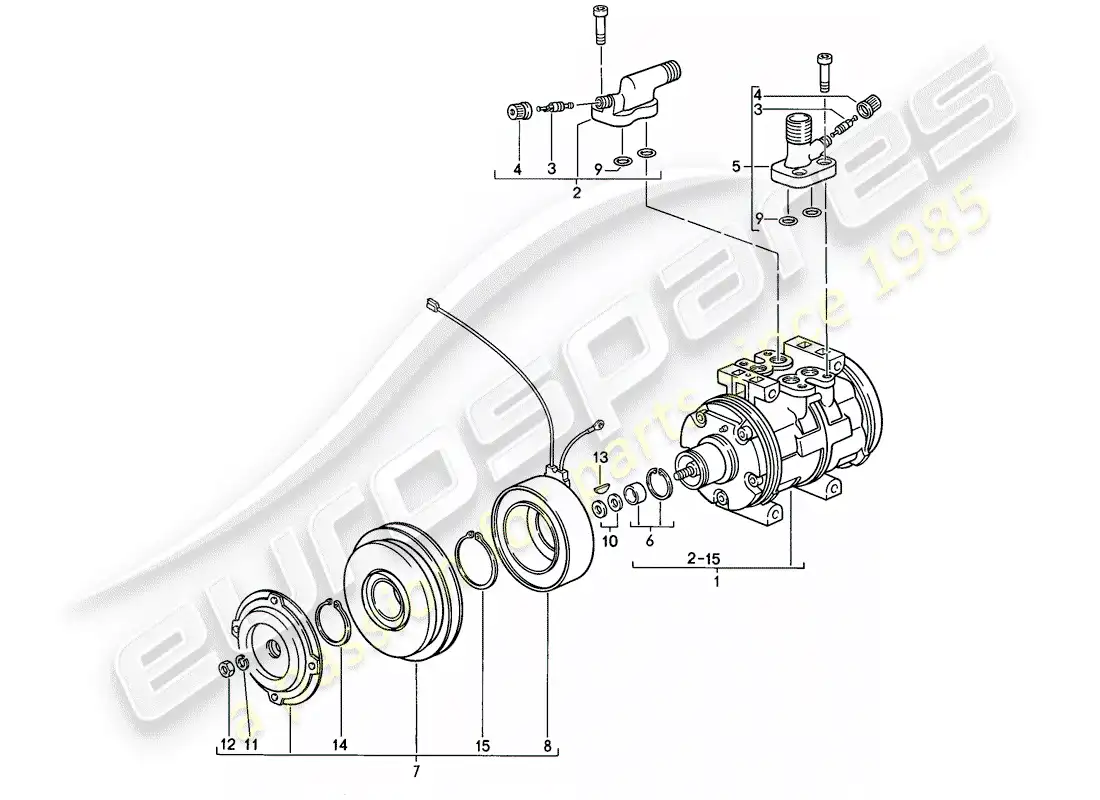 porsche 1984 (911) compresor diagrama de piezas