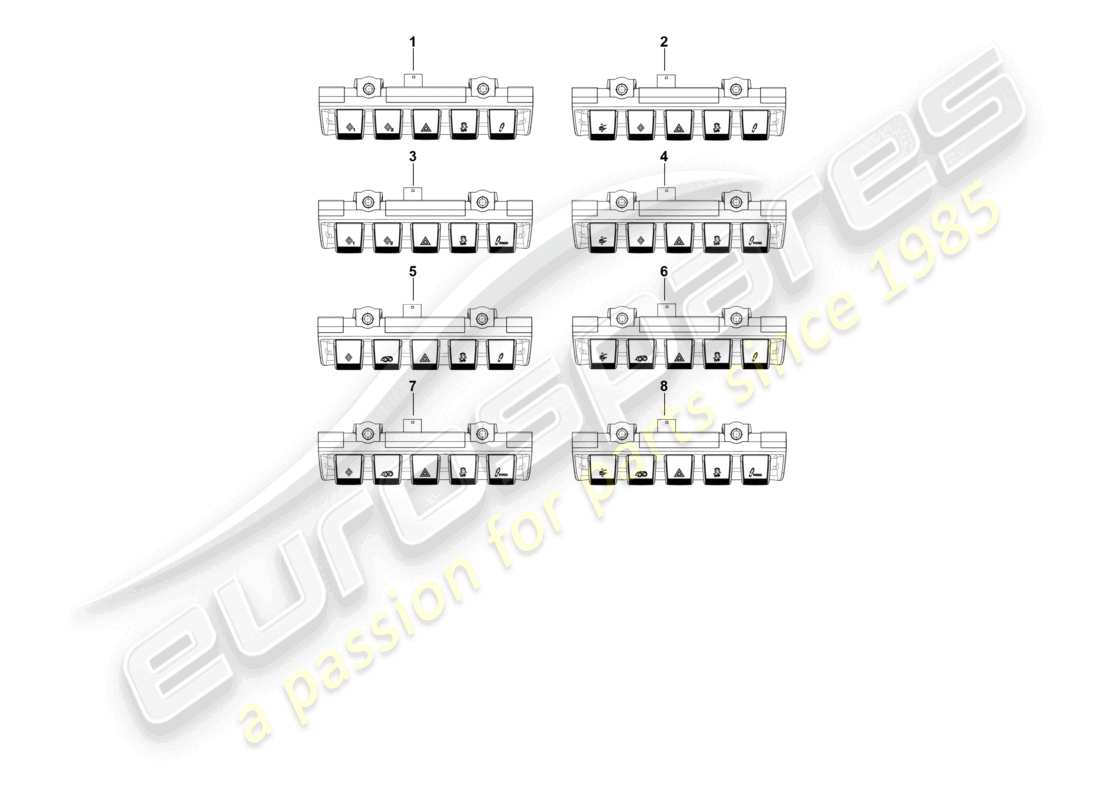 porsche 2024 (992-2) diagrama de piezas del tablero del módulo de interruptores