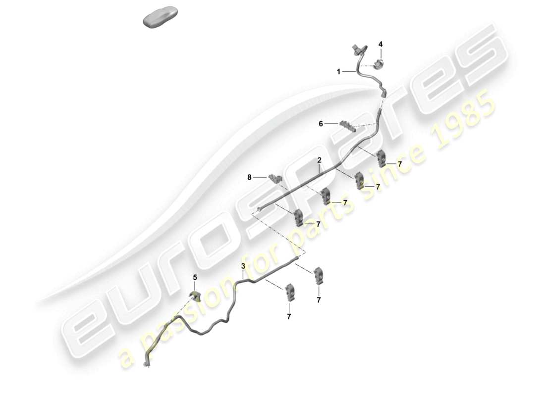porsche 2021 (718 cayman gt4) diagrama de piezas del servofreno delantero de la línea de vacío central trasero