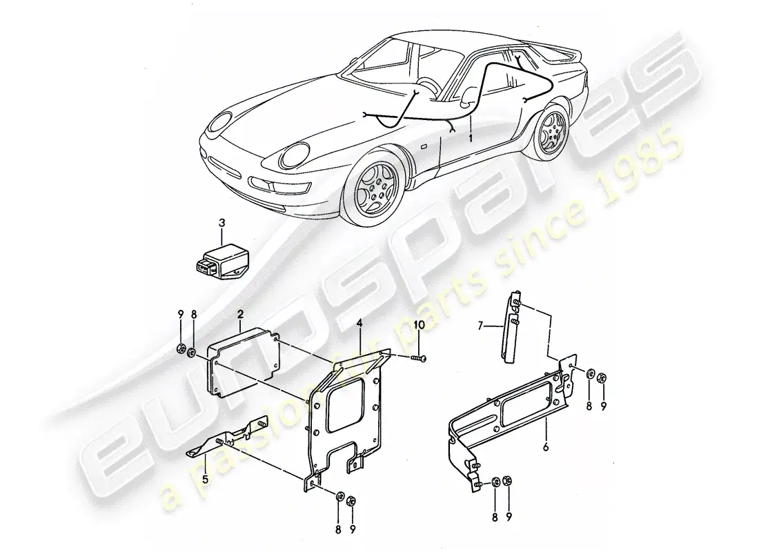 porsche 1992 (968) arneses de cableado - unidades de control - tiptronic diagrama de piezas