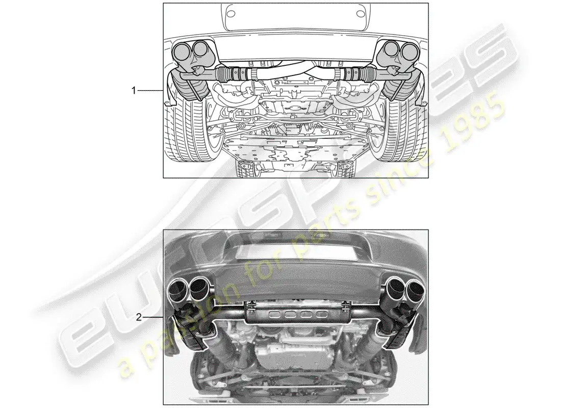 porsche 2012 (tequipment) sistema de escape diagrama de piezas