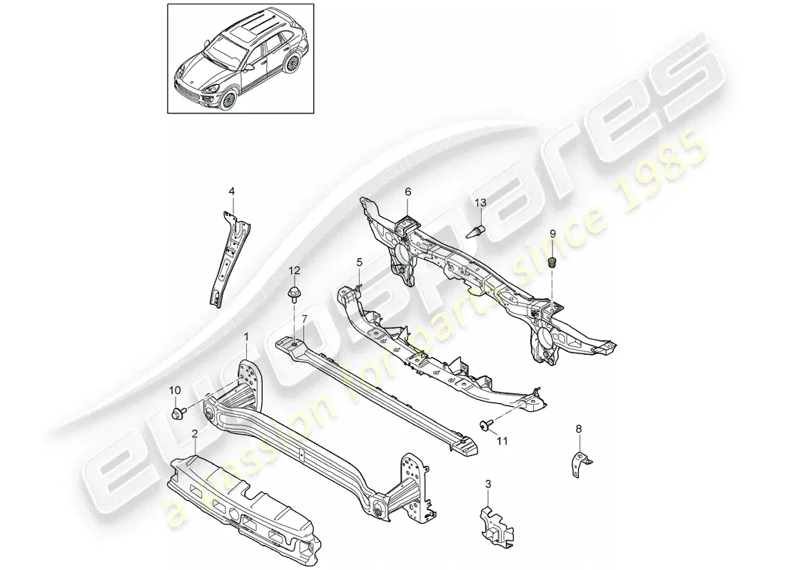 porsche 2013 (cayenne e2 92a) diagrama de piezas del soporte