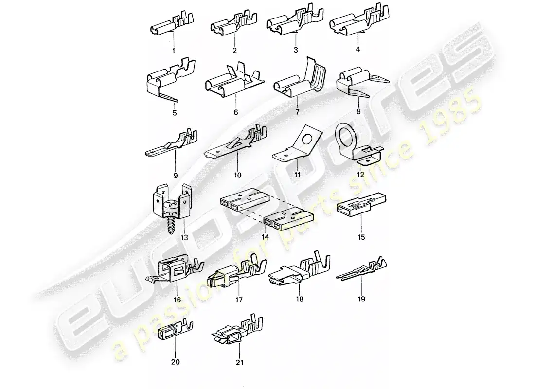 porsche 1991 (944) terminal de hoja macho - conector de empuje diagrama de piezas