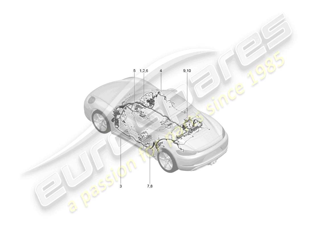 porsche 2024 (718 cayman) diagrama de cableado de airbag para vehículos con cinturones de seguridad