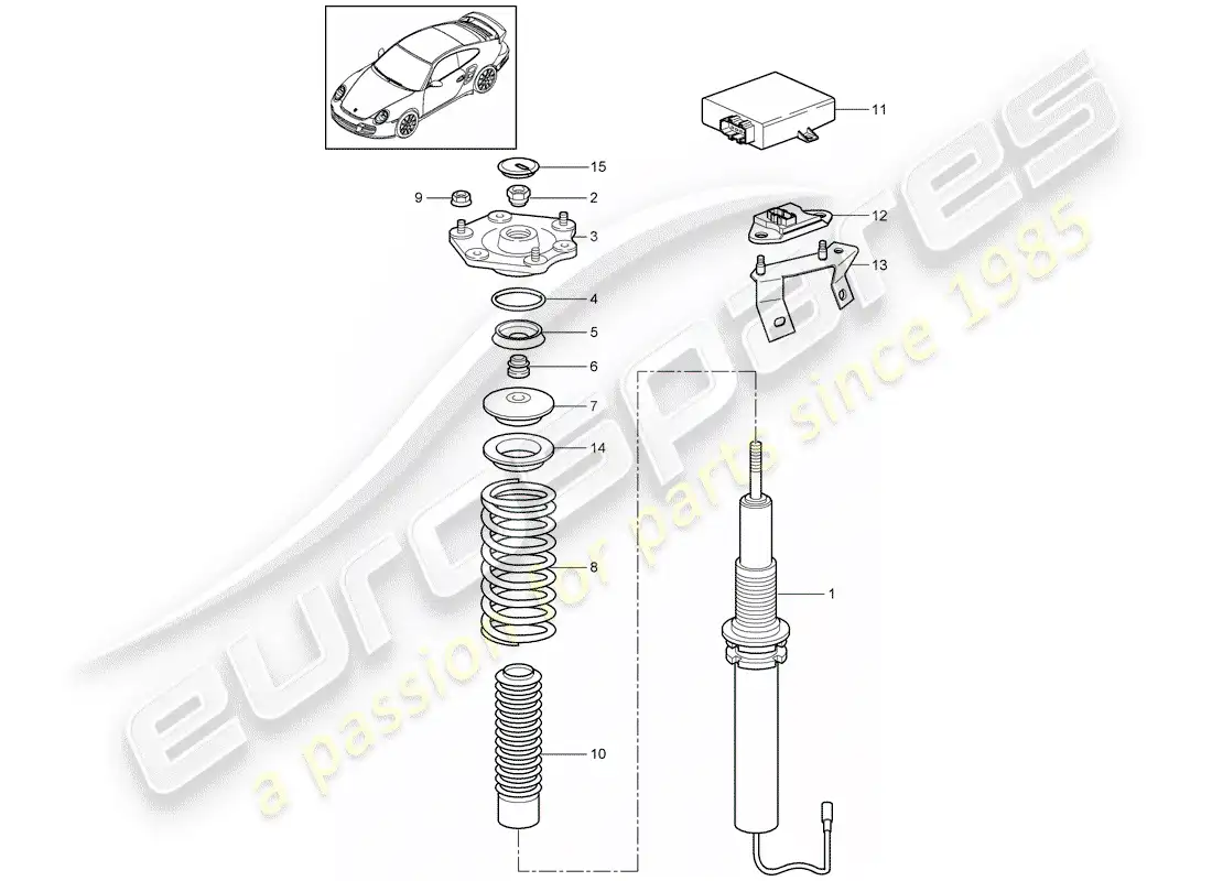 porsche 2013 (997-2 turbo / gt2 rs) suspensión diagrama de piezas