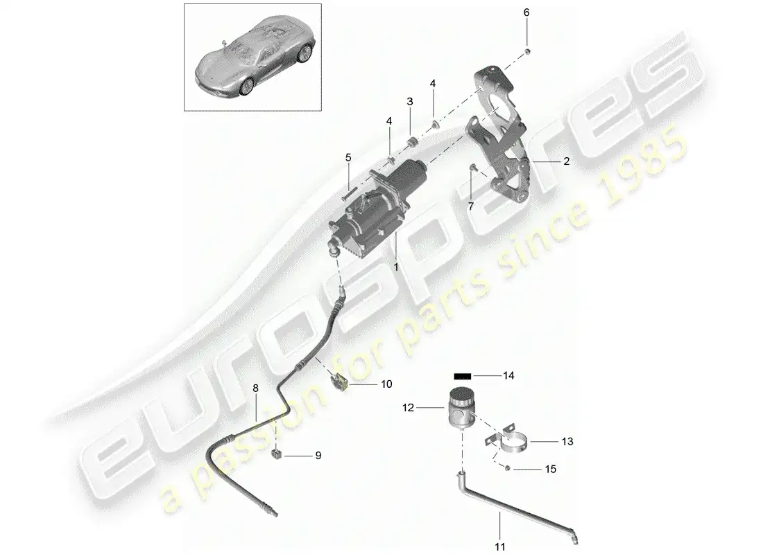 porsche 2015 (918 spyder) mecanismo de control diagrama de piezas