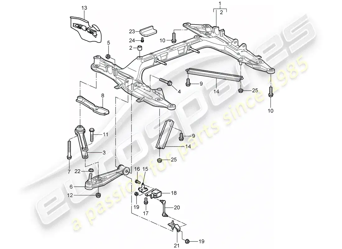 porsche 2007 (997-1) travesaño diagrama de piezas