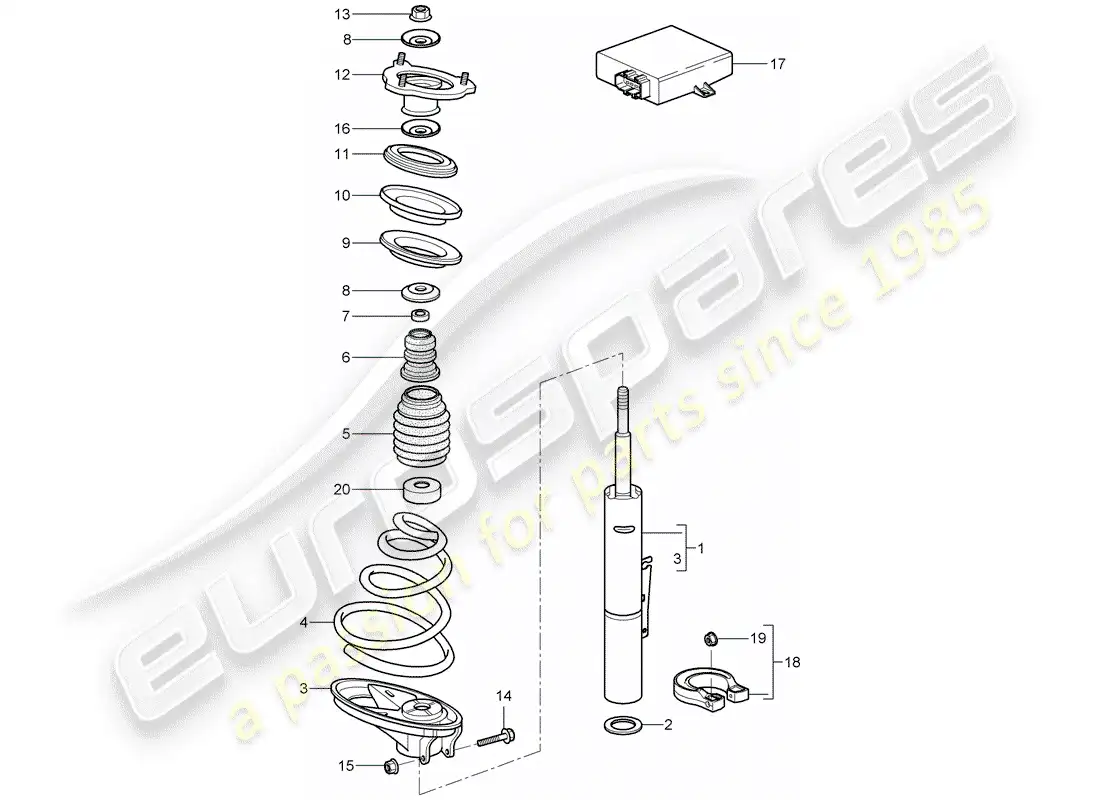 porsche 2005 (997-1) suspensión diagrama de piezas