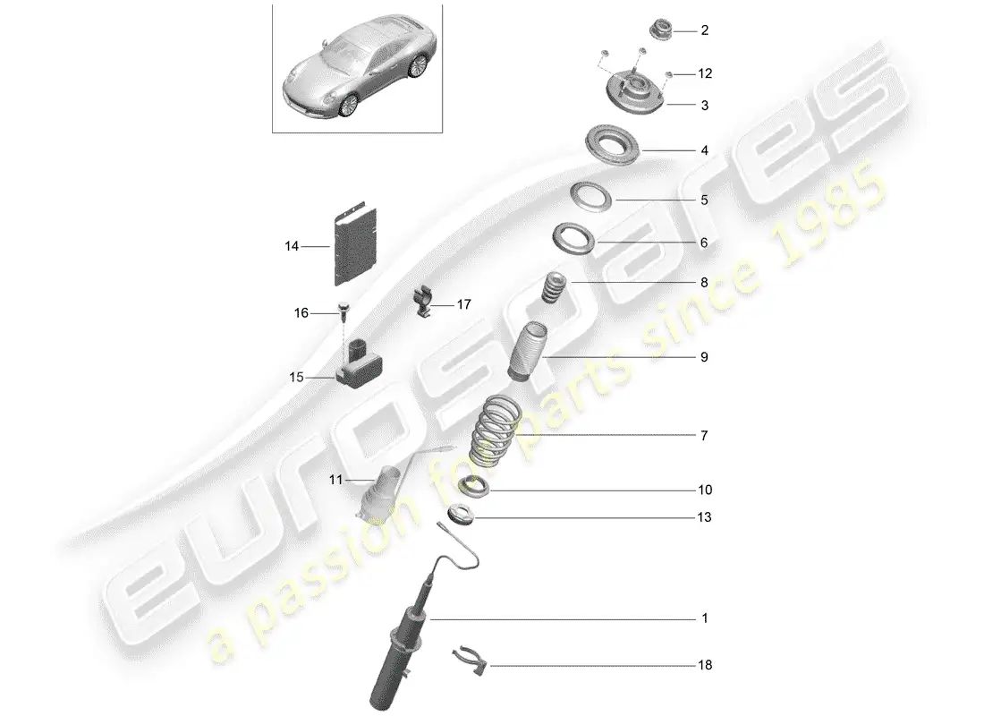 porsche 2020 (991-2) suspensión diagrama de piezas