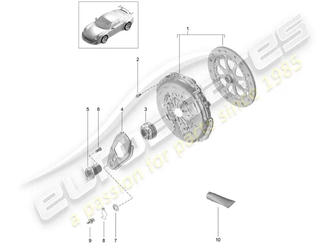 porsche 2017 (991-2 r/gt3/rs) embrague diagrama de piezas