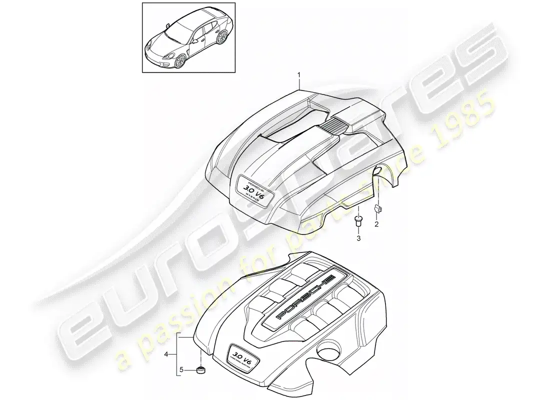 porsche 2013 (panamera 970) cubierta del motor diagrama de piezas