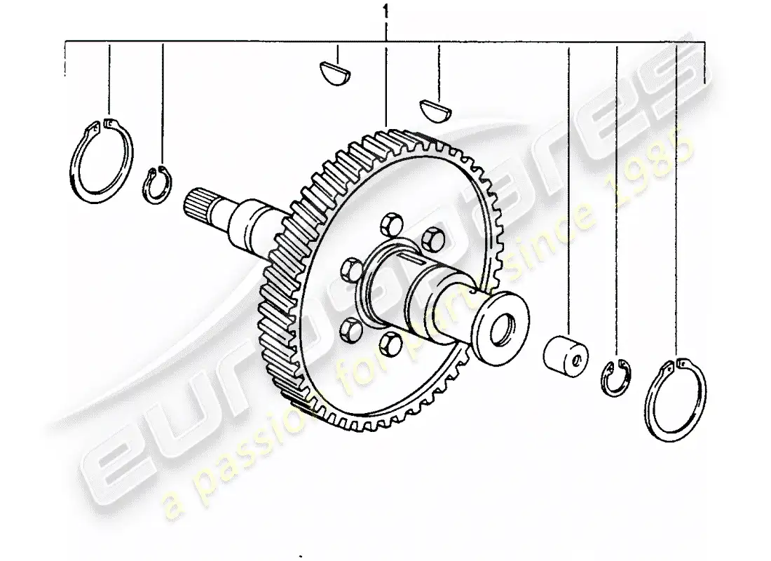 porsche 1976 (refurbished and exchange catalogue) eje intermedio diagrama de piezas