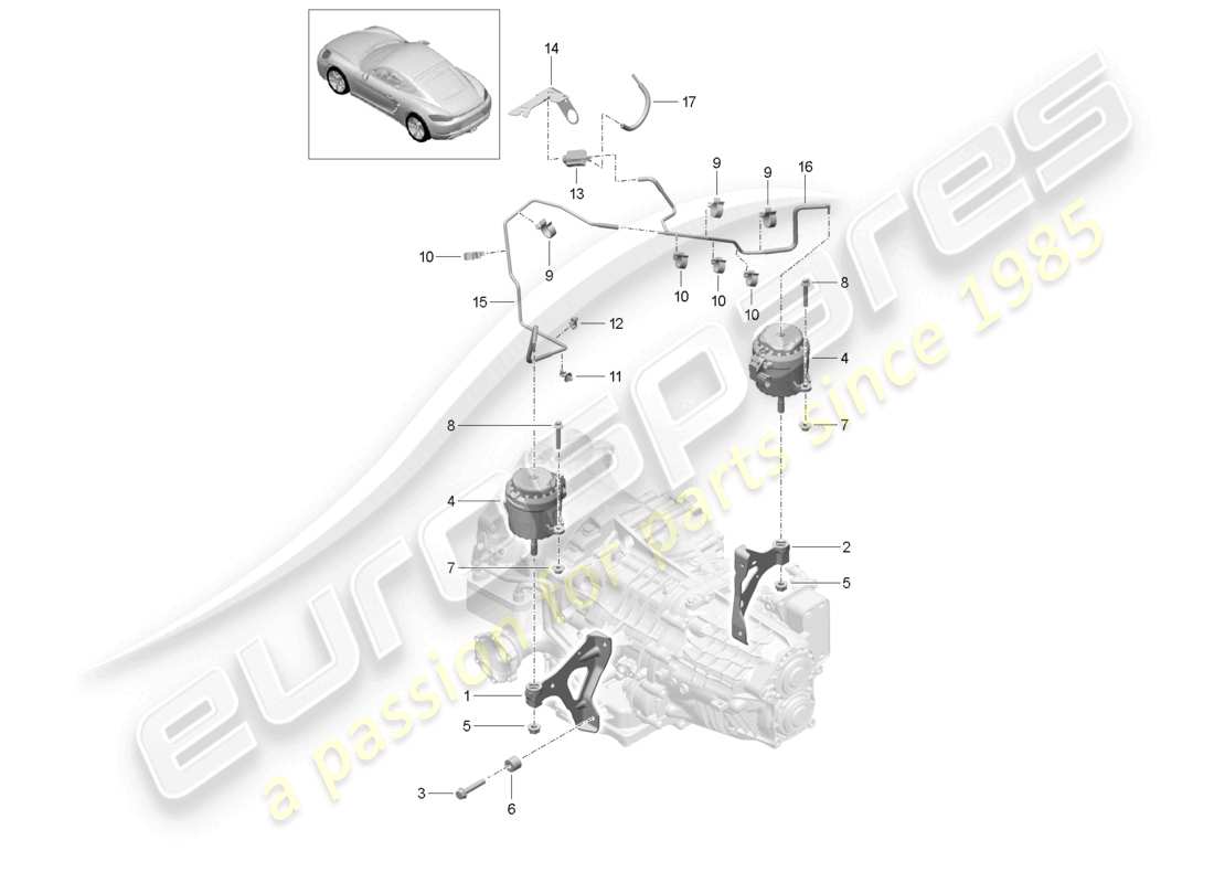 porsche 2021 (718 cayman) diagrama de piezas de montaje de la caja de cambios