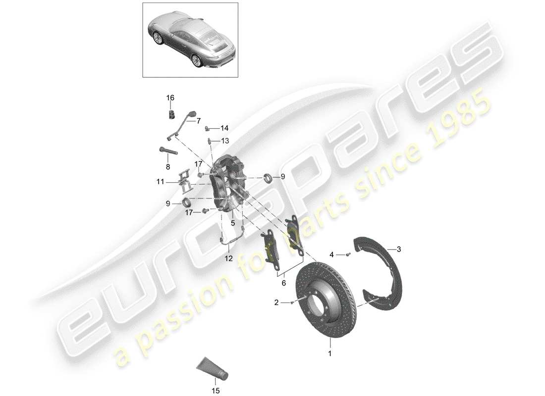 porsche 991 turbo (2018) frenos de disco diagrama de piezas