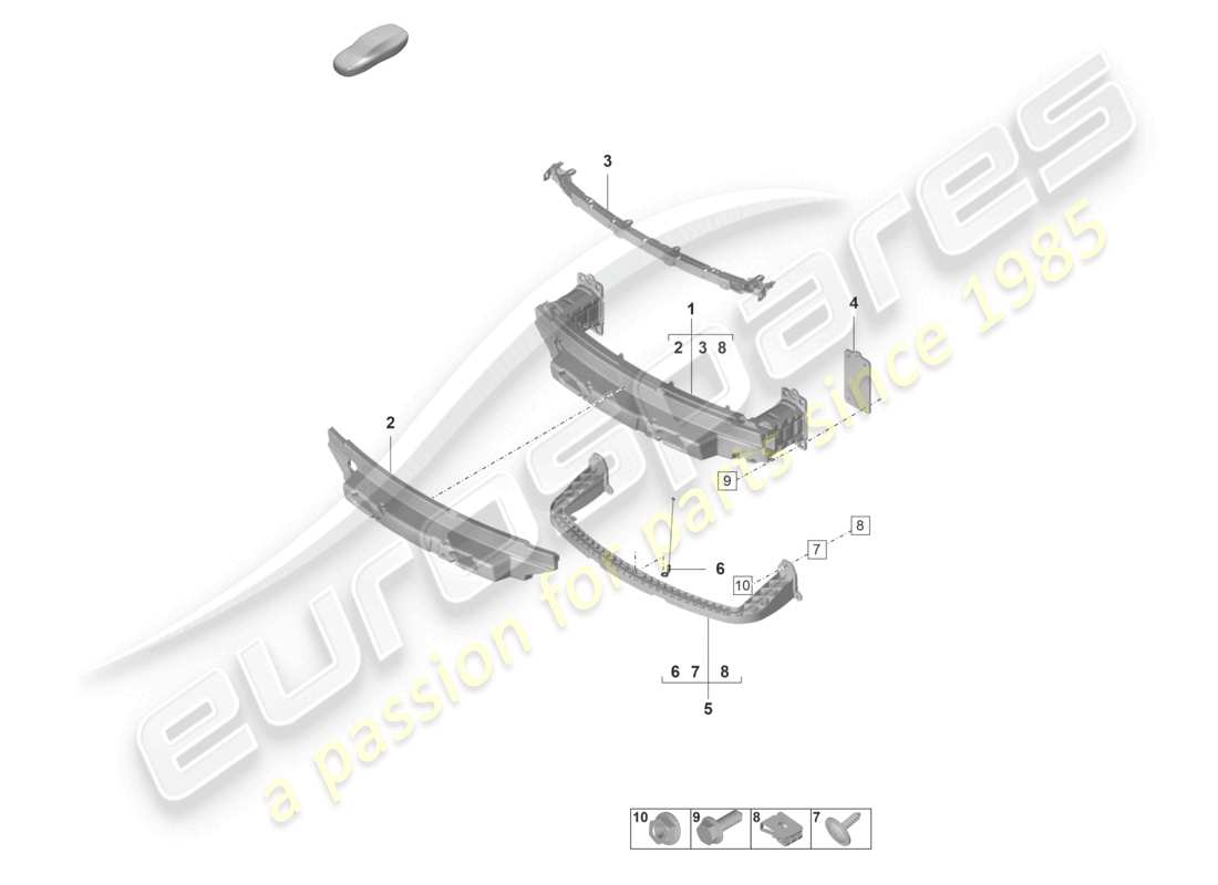 porsche 2021 (992-1 gt3/rs/st) porta parachoques delantero diagrama de piezas