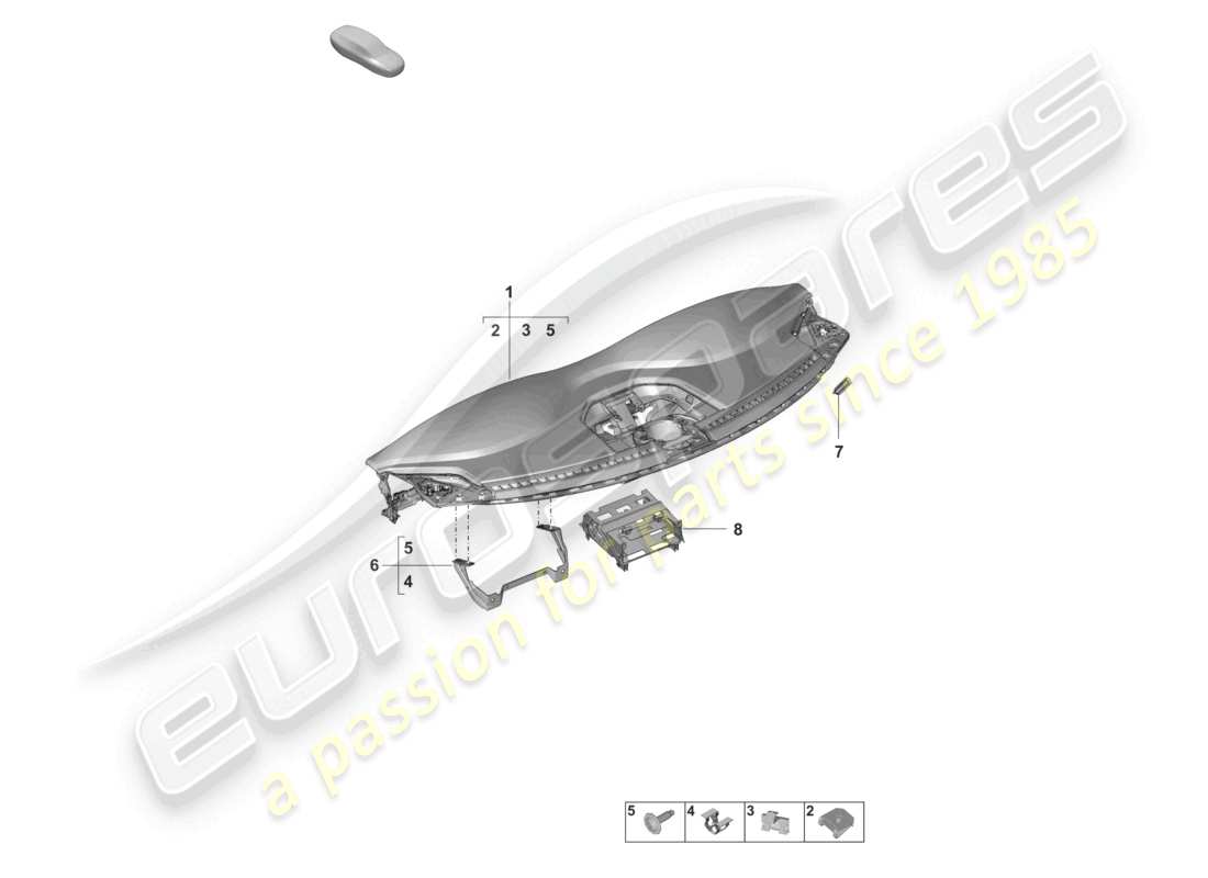 porsche 2024 (992-2) moldura del panel de instrumentos parte superior con: sujetadores diagrama de piezas