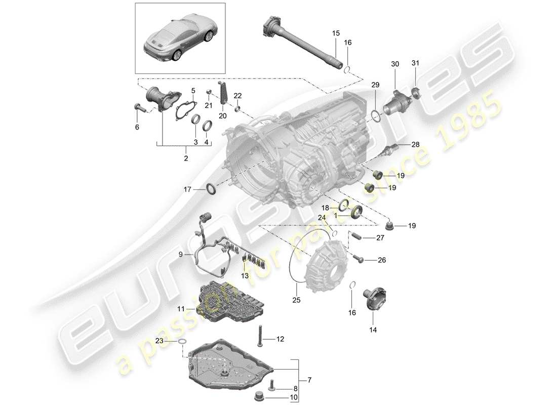 porsche 991 turbo (2018) - pdk - diagrama de piezas