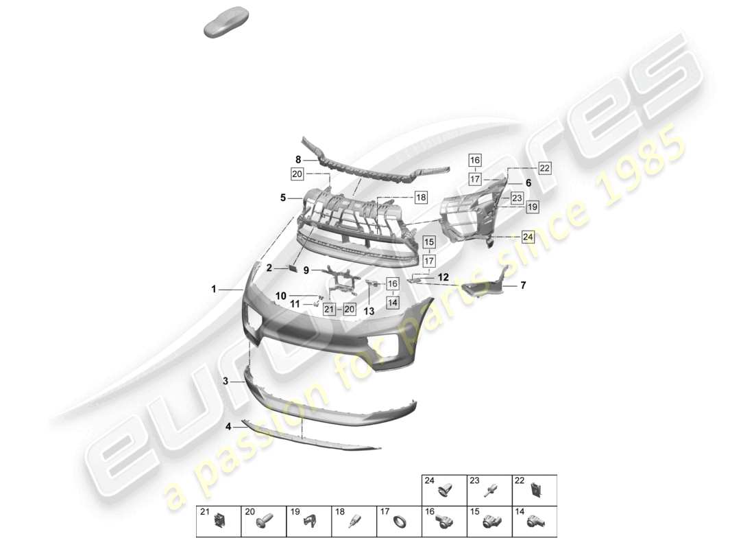 porsche 2025 (macan-e) parachoques delantero diagrama de piezas
