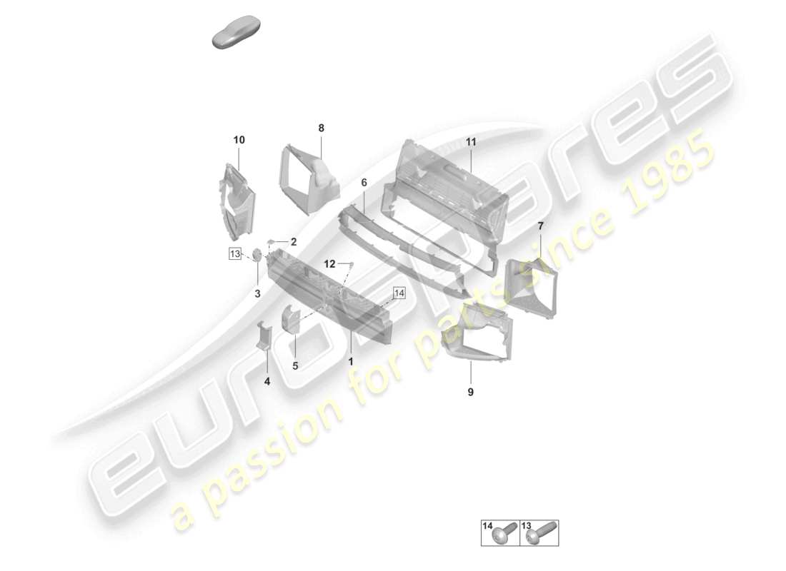 porsche 2022 (panamera 971-2) diagrama de piezas básico de la guía de aire y del paquete de discos