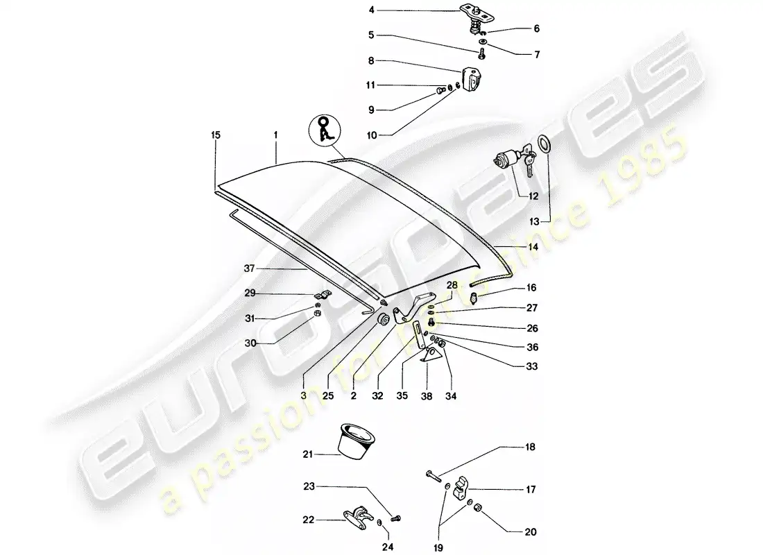 porsche 1970 (914) cubrir diagrama de piezas