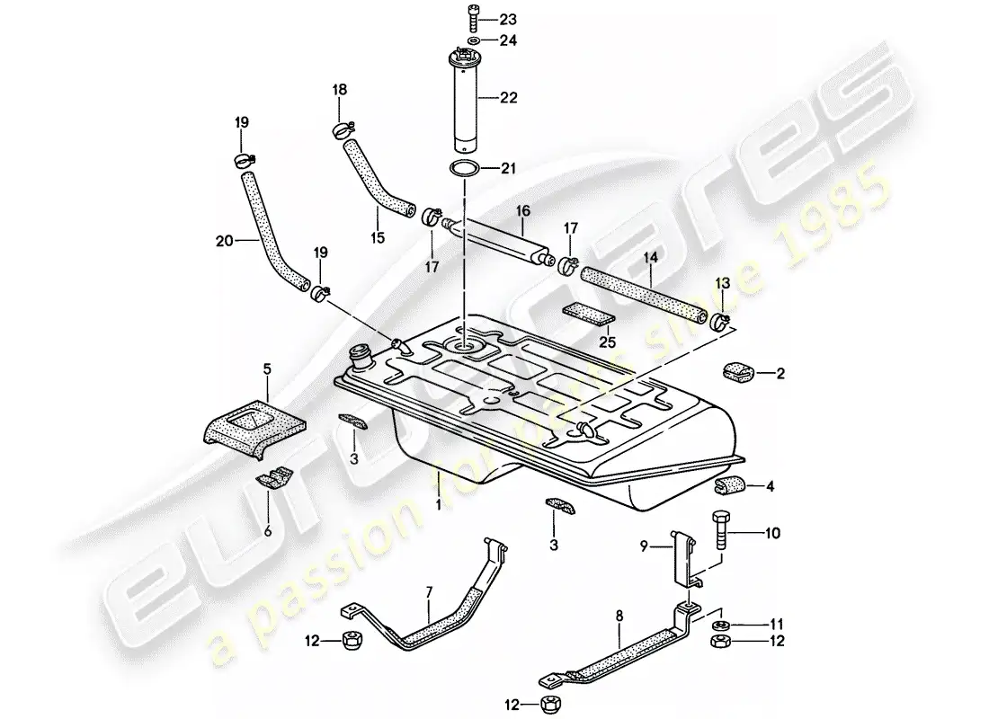 porsche 1987 (924s) tanque de combustible - 1 diagrama de piezas
