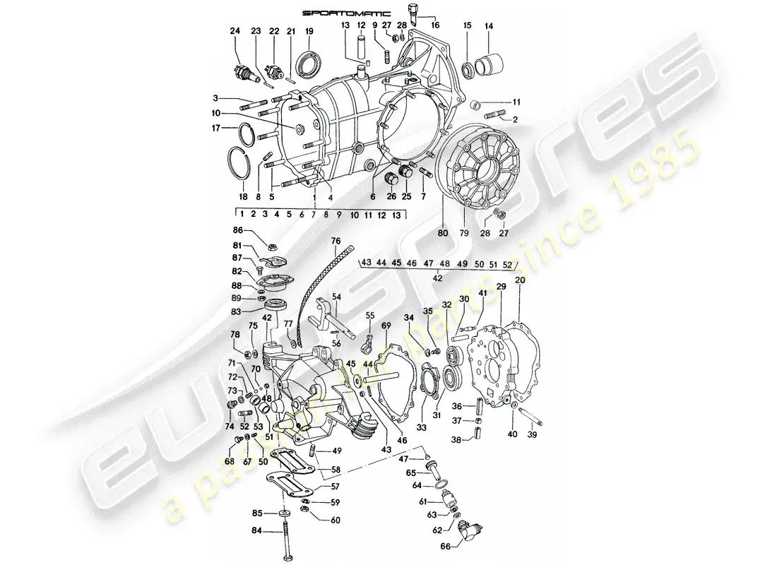 porsche 1971 (914) caja de transmisión diagrama de piezas