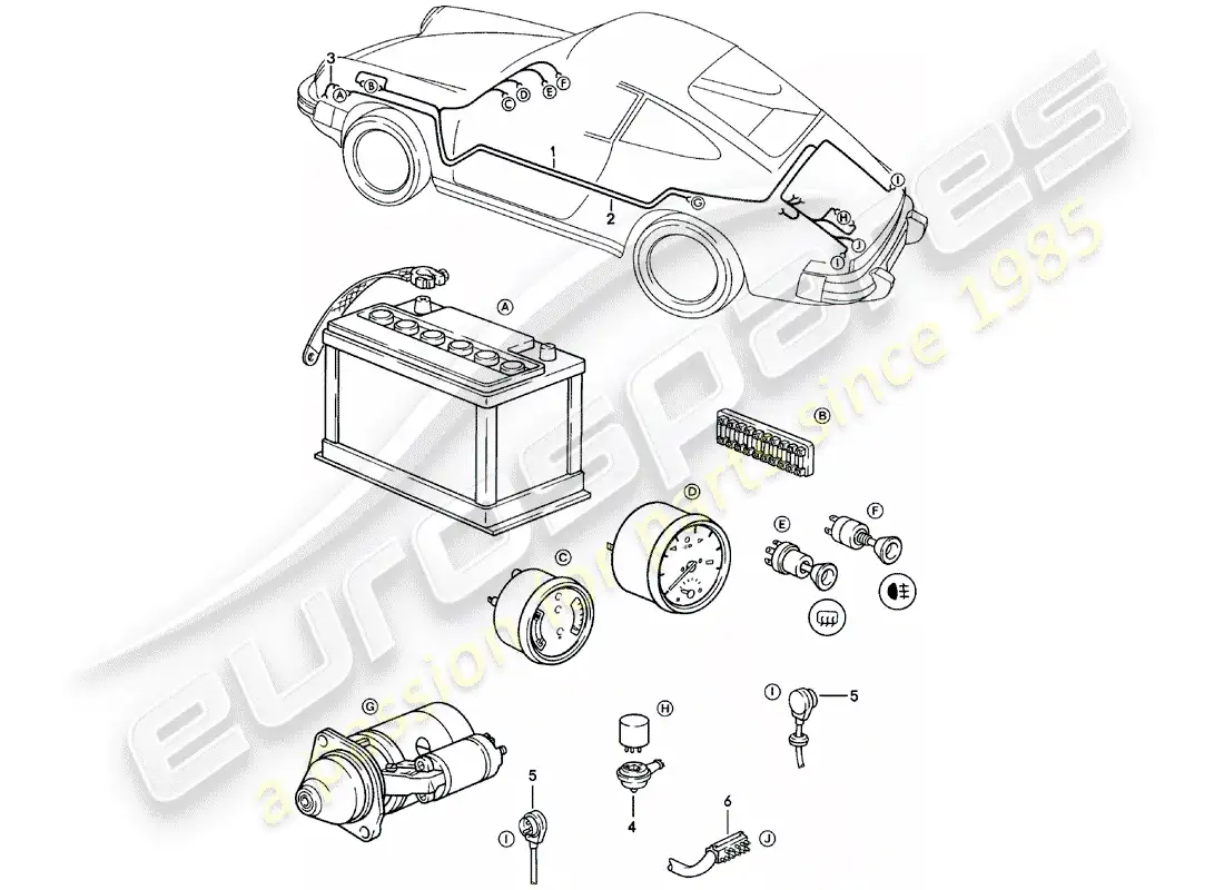 porsche 1981 (911) cableando arneses diagrama de piezas
