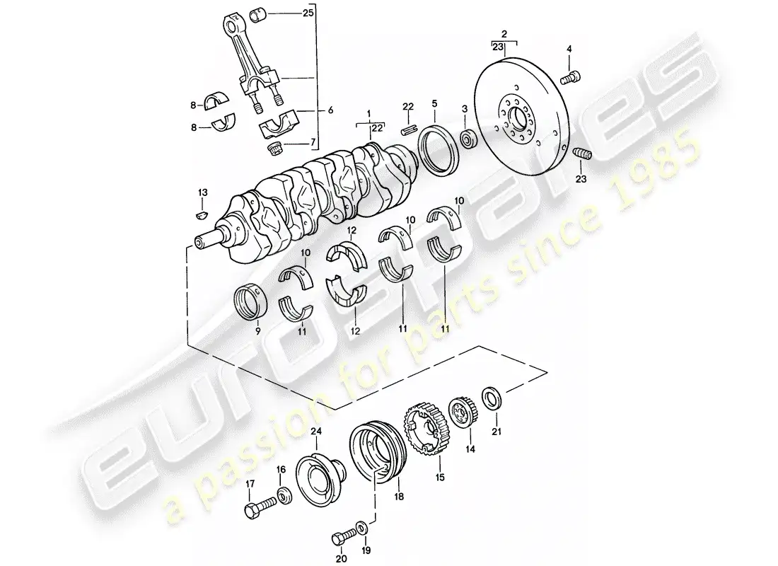 porsche 1988 (924s) ciguenal - biela diagrama de piezas
