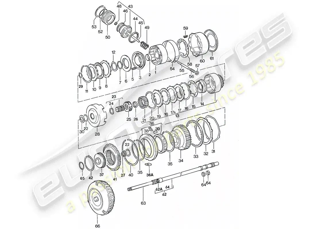 porsche 1978 (924) mecanismo de cambio - transmisión automática diagrama de piezas